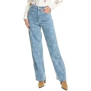 GRACIA‎ Women's Light Wash Floral Print Wide Leg Jeans Size 27